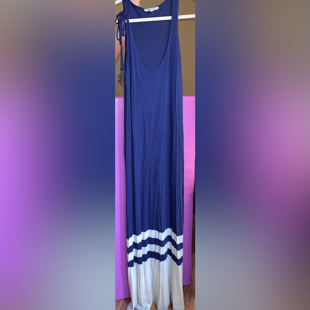 VGUC-Joie Jolie- Small- Soft Navy maxi dress white stripes on bottom/racerback